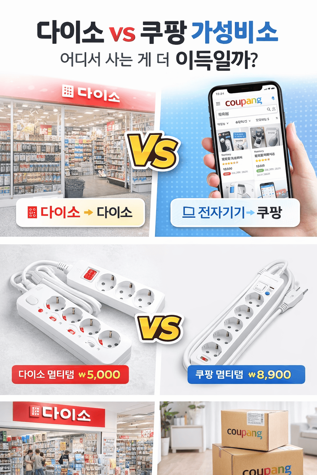 다이소 vs 쿠팡 가성비 제품 비교, 어디서 사는 게 더 이득일까?