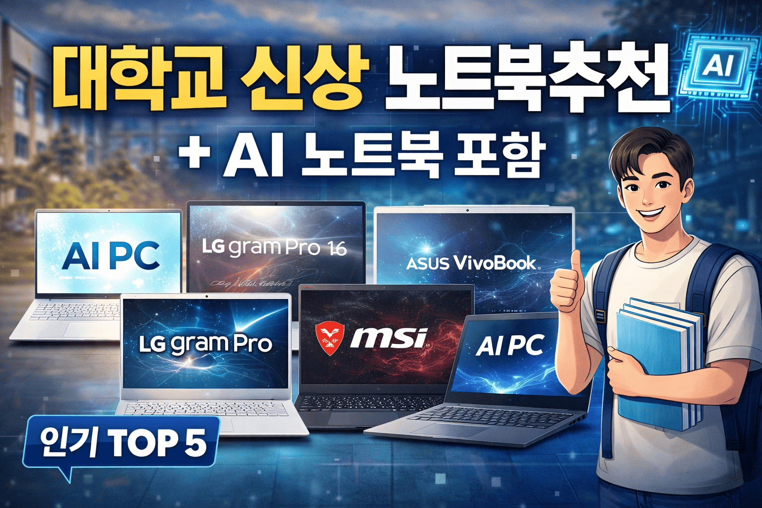 대학생 노트북 추천 TOP5 비교 (+AI 노트북)